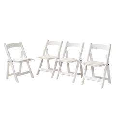 Upholstered folding chair,space saving, easy to carry, ,4PCS,Beige cushion/white shelf,Dining room