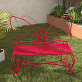 Butterfly Cast Metal Garden Bench, Outdoor Patio Bench for Yard & Entryway
