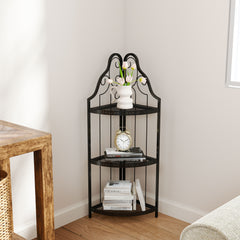 3-Tier Corner Shelf, Freestanding Bookcase & Plant Stand