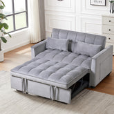 3-in-1 Sleeper Sofa Bed, Velvet Loveseat Futon – Gray