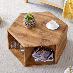 Hexagonal MDF Coffee Table with Storage – Modern & Stylish