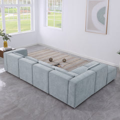 modular sofa Grayish blue chenille fabric, simple and grand, the seat and back is very soft. this is also a KNOCK DOWN sofa