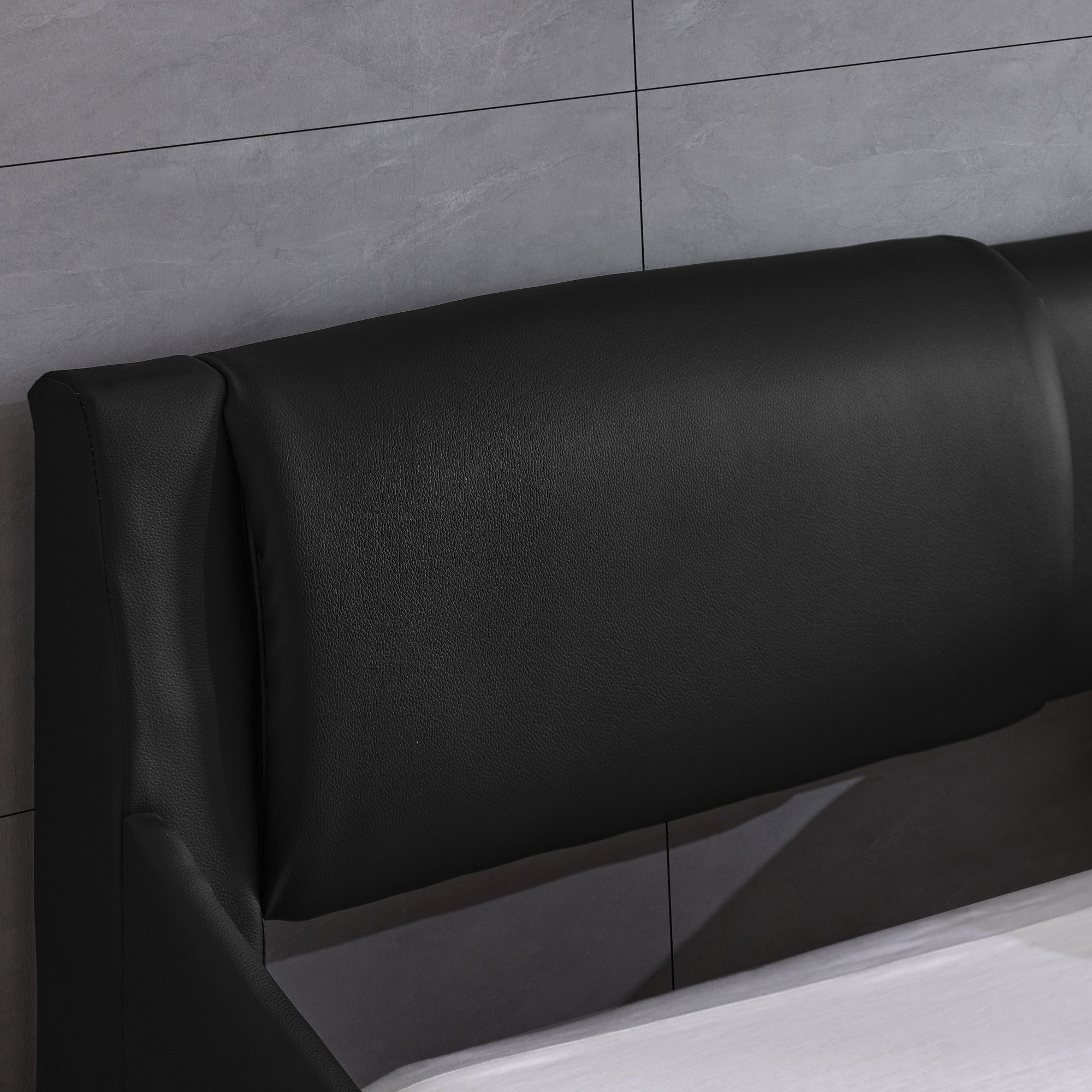 Queen Led Bed Frame Modern Faux Leather Upholstered Platform Bed Frame with RGB LED Lights and Headboard Wave Like Curve Low Profile Bed Frame,Wood Slats Support,Easy Assembly, Black Queen Led Bed Frame Modern Faux Leather Upholstered Platform Bed Frame with RGB LED Lights and Headboard Wave Like Curve Low Profile Bed Frame,Wood Slats Support,Easy Assembly, Black