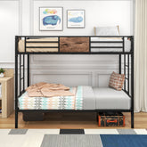 Twin Over Twin Metal Bunk Bed - Sturdy & Space-Saving