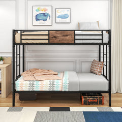 Twin Over Twin Metal Bunk Bed - Sturdy & Space-Saving