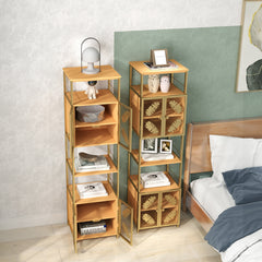 Tall Storage Cabinet with Open Shelves & 2 Doors