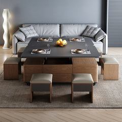 Rectangular Coffee Table with Lift-Top & 4 Ottomans - Modern Design with Storage fajf-957