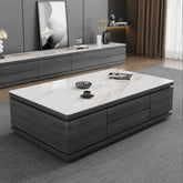 Modern Rectangular Coffee Table with Marble Top and Storage - Perfect for LIvingroom faml-698