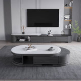 Stylish Oval Coffee Table with Storage and Marble Top - Durable Modern Design for LIvingroom faml-701