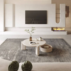 Round Laminated Wood Coffee Table in Beige with Drawer Storage - Modern Living Room Furniture fbby-1385