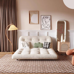 Luxurious Beige Leathaire Sofa Bed - Ultimate Futon for Your Living Room fbby-1395