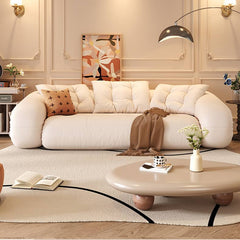 Modern Polyester Beige Sofa Bed with Foam & Cotton Filling – Cute Style Futon for Living Room fbby-1402