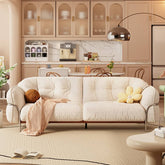 Cute Beige Sofa with Pine Wood Frame and Stainless Steel Legs for Living Room fbby-1403