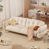 Cute Beige Sofa with Pine Wood Frame and Stainless Steel Legs for Living Room fbby-1403