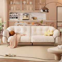 Cute Beige Sofa with Pine Wood Frame and Stainless Steel Legs for Living Room fbby-1403