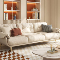 Luxurious Leathaire Sofa in Multi-Color with Solid Wood Frame and Stainless Steel Legs for Living Room fbby-1407