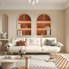 Luxurious Leathaire Sofa in Multi-Color with Solid Wood Frame and Stainless Steel Legs for Living Room fbby-1407