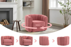 Swivel Accent Chair for Living Room, Sofa Chairs with Wood Base Side, Comfy Swivel Accent Chair with Wide Upholstered, for Living Room