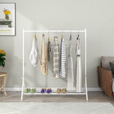 Freestanding Garment Rack with Multi-Function, Bedroom Clothing Hanger - White
