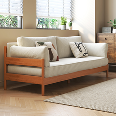 Modern Cherry Wood Sofa with Corduroy Cushions - Stylish 3-Seater Sofa for Living Room fcp-1281