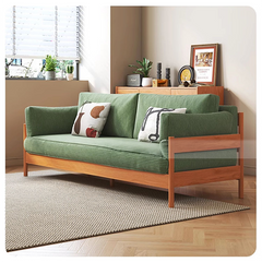 Modern Cherry Wood Sofa with Corduroy Cushions - Stylish 3-Seater Sofa for Living Room fcp-1281
