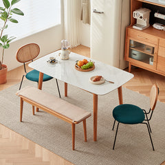 Rectangular Dining Table with Sintered Stone Top & Cherry Wood Frame for 6 fcp-1282