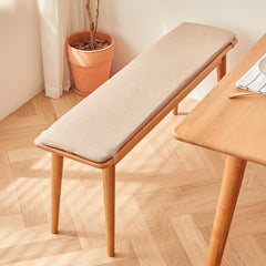Elegant Light Brown Cherry Wood Stool with Cotton-Linen Upholstery fcp-1286