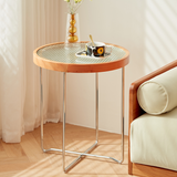 Round Glass Coffee Table with Metal Legs - Stylish for Modern Livingroom fcp-1290