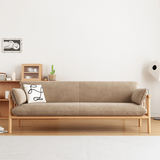 Modern Multi-Color Oak Wood Sofa with Faux Leather Cushions - Luxurious & Durable Design for Living Room fcp-1293