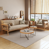 Modern Multi-Color Oak Wood Sofa with Faux Leather Cushions - Luxurious & Durable Design for Living Room fcp-1293
