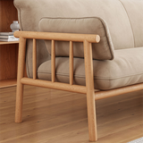 Modern Multi-Color Oak Wood Sofa with Faux Leather Cushions - Luxurious & Durable Design for Living Room fcp-1293