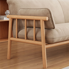 Modern Multi-Color Oak Wood Sofa with Faux Leather Cushions - Luxurious & Durable Design for Living Room fcp-1293