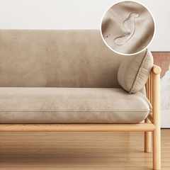 Modern Multi-Color Oak Wood Sofa with Faux Leather Cushions - Luxurious & Durable Design for Living Room fcp-1293