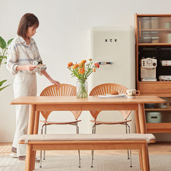 Modern Rectangular Cherry Wood Dining Table in Natural Wood Color for 6 fcp-1296