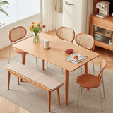 Modern Rectangular Cherry Wood Dining Table in Natural Wood Color for 6 fcp-1296