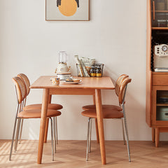 Modern Rectangular Cherry Wood Dining Table in Natural Wood Color for 6 fcp-1296