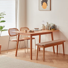 Modern Rectangular Cherry Wood Dining Table in Natural Wood Color for 6 fcp-1296