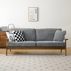 Minimalistic Ash Wood Sofa with Corduroy Cushions - Stylish Loveseat Design Armchair for Living Room fcp-1307