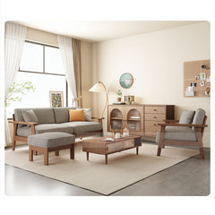Minimalistic Ash Wood Sofa with Corduroy Cushions - Stylish Loveseat Design Armchair for Living Room fcp-1307