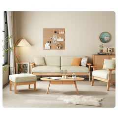Minimalistic Ash Wood Sofa with Corduroy Cushions - Stylish Loveseat Design Armchair for Living Room fcp-1307