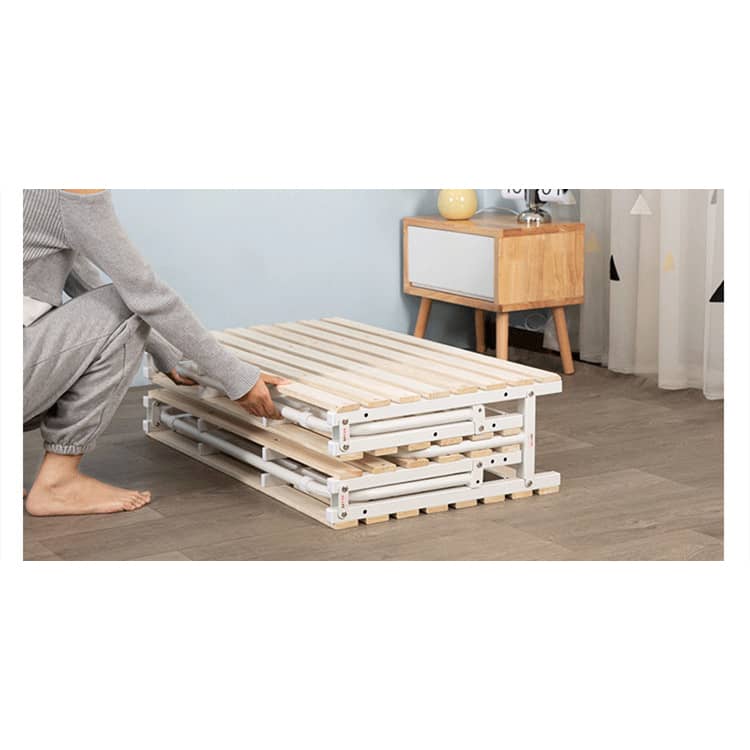 Stylish White Paulownia Wood Bed Frame with Steel Accents - Elegant Natural Finish fcsnm-901 Stylish White Paulownia Wood Bed Frame with Steel Accents - Elegant Natural Finish fcsnm-901