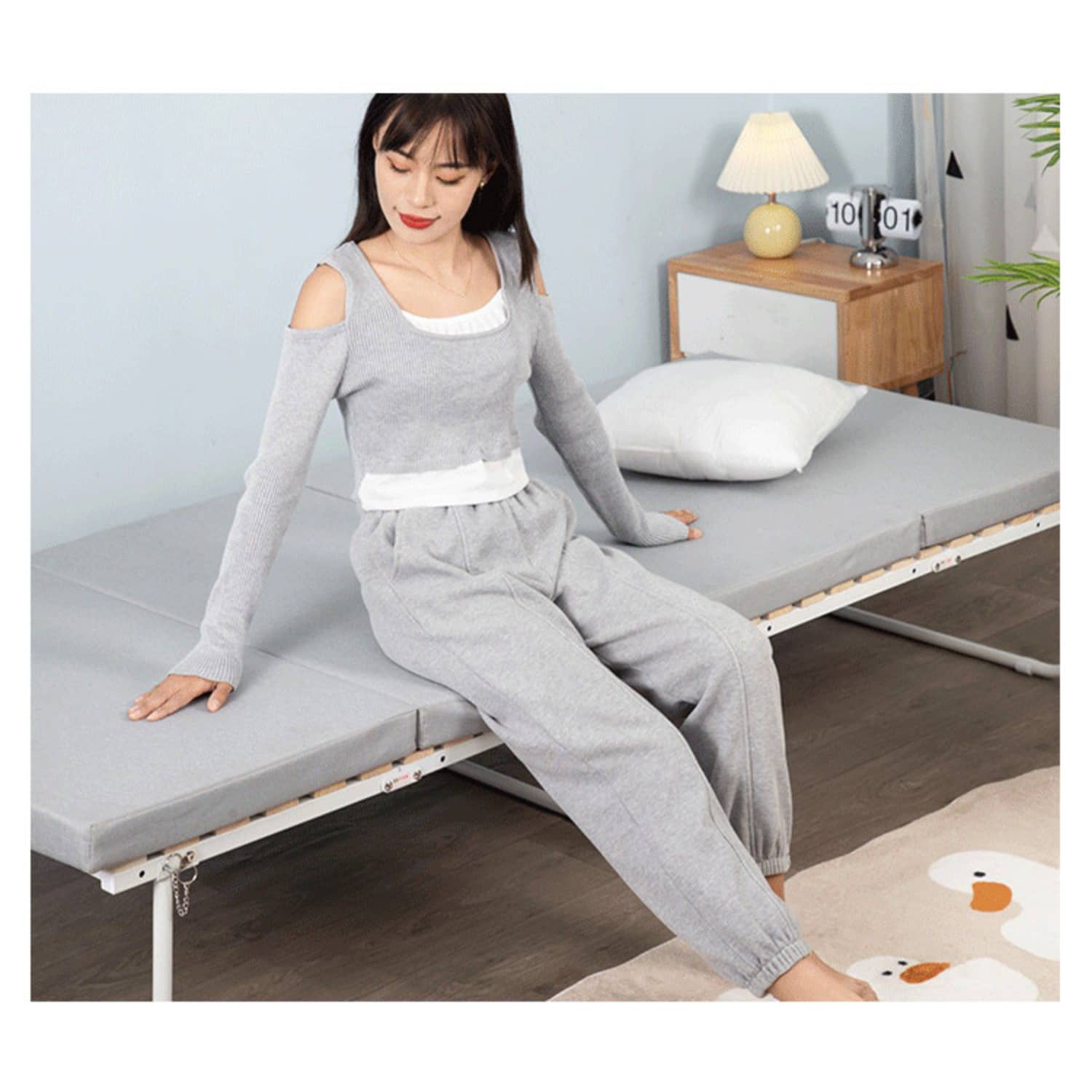 Stylish White Paulownia Wood Bed Frame with Steel Accents - Elegant Natural Finish fcsnm-901 Stylish White Paulownia Wood Bed Frame with Steel Accents - Elegant Natural Finish fcsnm-901