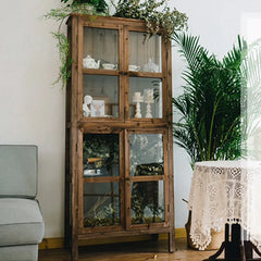 Rustic Chinese Fir and Glass Display Cabinet - Chic Storage Solution for Any Room fcwz-2356