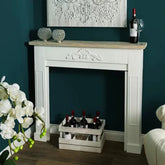 Rustic Chinese Fir Mantelpiece Storage Rack–Elegant Fireplace Decor with Vintage Charm fcwz-2368