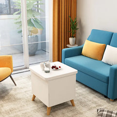 Multi-layer Oak Coffee Table with Adjustable Design and Brass Accents - FCX-2585