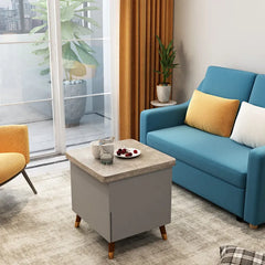 Multi-layer Oak Coffee Table with Adjustable Design and Brass Accents - FCX-2585