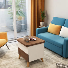 Multi-layer Oak Coffee Table with Adjustable Design and Brass Accents - FCX-2585