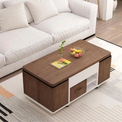 Modern Solid Wood Coffee Table with Leather Accents for Stylish Living Rooms - FCX-2588