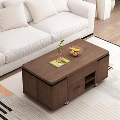 Modern Solid Wood Coffee Table with Leather Accents for Stylish Living Rooms - FCX-2588