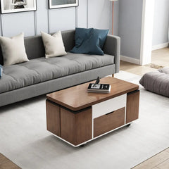Modern Multi-Layer Coffee Table with Synthetic Leather Finish - Stylish Living Room Centerpiece fcx-2591